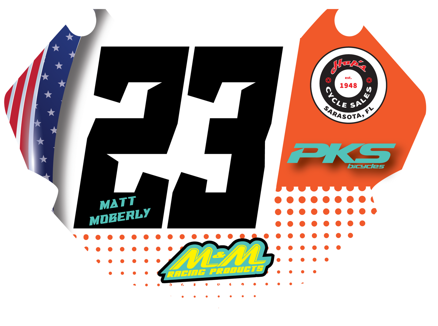 Custom BMX race number plate insert