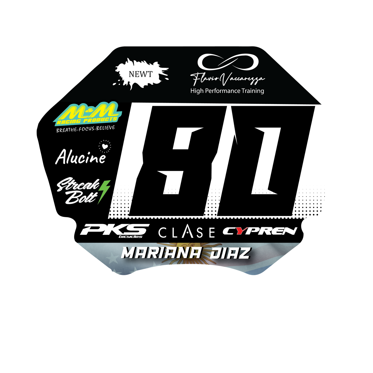 Custom BMX race number plate insert